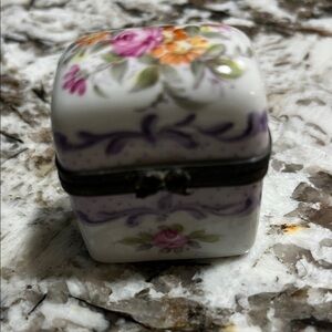 Vintage unique trinket box with tiny perfume bottles inside